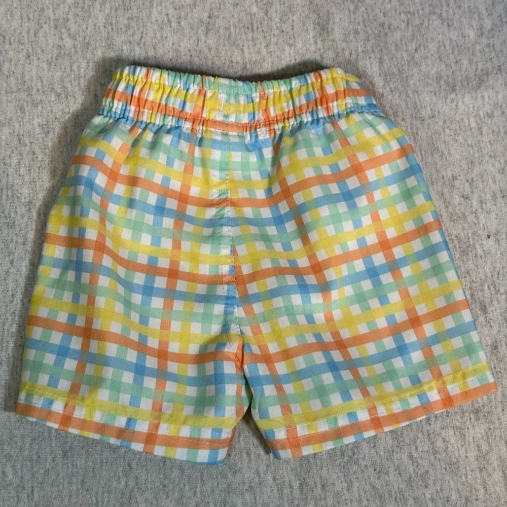 RuggedButts by RuffleButts‎ Little Boys Pastel Plaid Swim Trunks 🌊✨